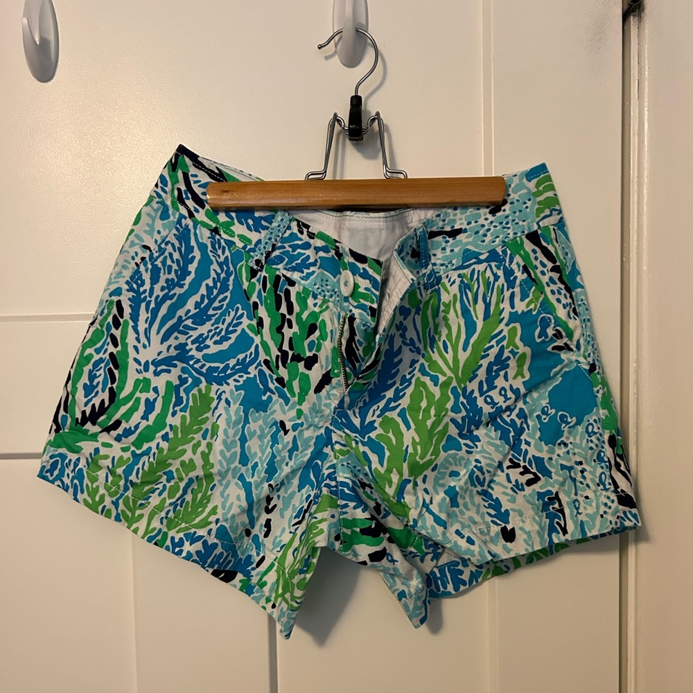 Lily Pulitzer Callahan Short Let’s Cha Cha Print Blue Green Beach - Size 6